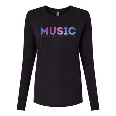 Music Is My Happy Place Womens Cotton Relaxed Long Sleeve T-Shirt