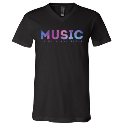 Music Is My Happy Place V-Neck T-Shirt