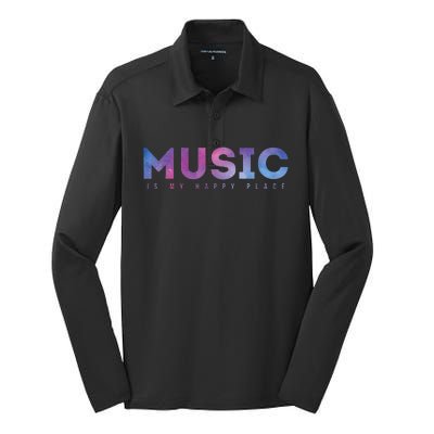 Music Is My Happy Place Silk Touch Performance Long Sleeve Polo