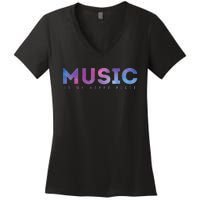 Music Is My Happy Place Women's V-Neck T-Shirt