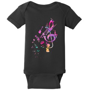 Musical Instrument Music Notes Musician Treble Clef Baby Bodysuit