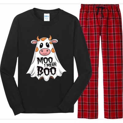 Moo I Mean Boo Cow Halloween Animal Fun Costume Party Gift Long Sleeve Pajama Set