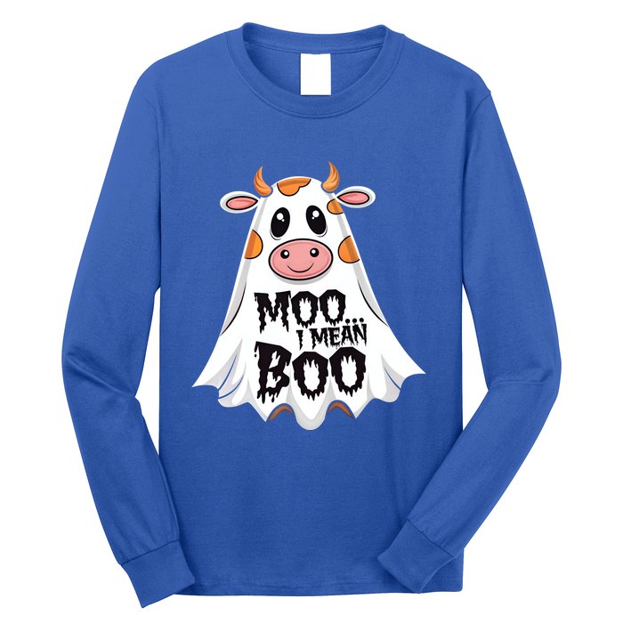 Moo I Mean Boo Cow Halloween Animal Fun Costume Party Gift Long Sleeve Shirt