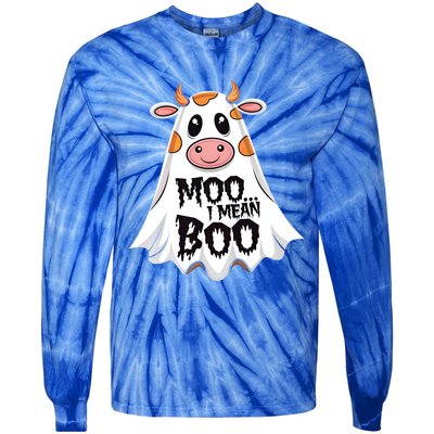 Moo I Mean Boo Cow Halloween Animal Fun Costume Party Gift Tie-Dye Long Sleeve Shirt