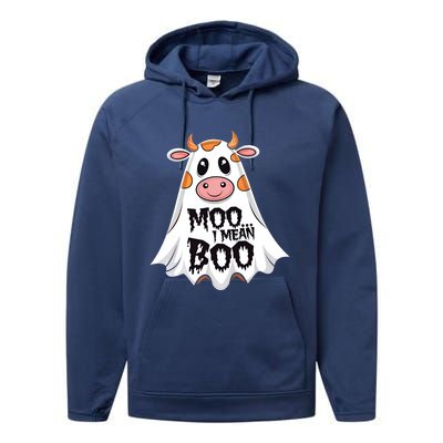 Moo I Mean Boo Cow Halloween Animal Fun Costume Party Gift Performance Fleece Hoodie