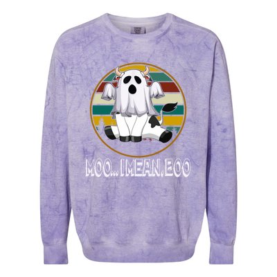 Moo I Mean Boo Ghost Cow Vintage Halloween Gift Colorblast Crewneck Sweatshirt