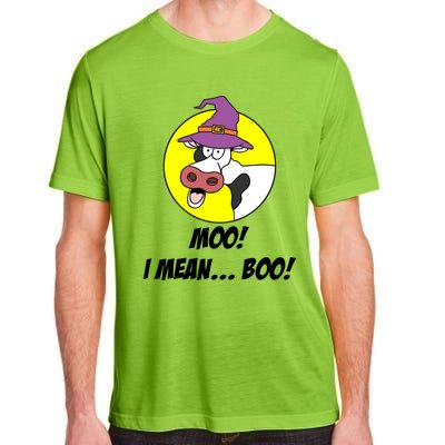 Moo I Mean Boo Cow With Witch Hat Funny Halloween Meaningful Gift Adult ChromaSoft Performance T-Shirt