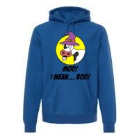 Moo I Mean Boo Cow With Witch Hat Funny Halloween Meaningful Gift Premium Hoodie