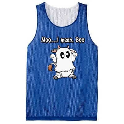 Moo I Mean Boo Ghost Cowfunny Halloween Cow Boo Gift Mesh Reversible Basketball Jersey Tank