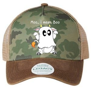 Moo I Mean Boo Ghost Cow Ghost Cow Halloween Farmer Legacy Tie Dye Trucker Hat