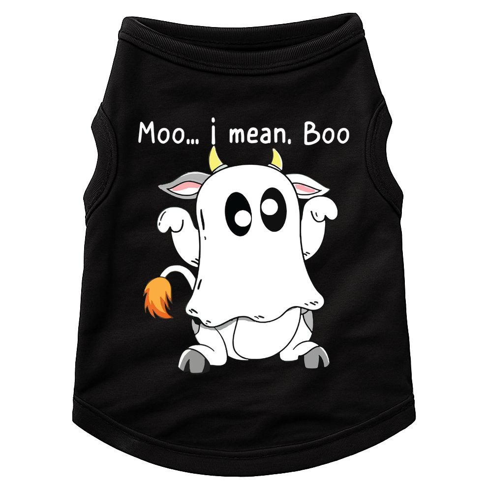 Moo I Mean Boo Ghost Cow Ghost Cow Halloween Farmer Doggie Tank