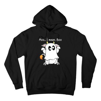 Moo I Mean Boo Ghost Cow Ghost Cow Halloween Farmer Hoodie