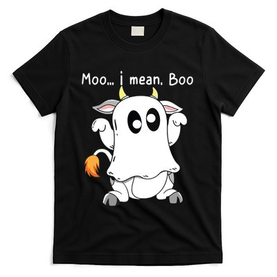 Moo I Mean Boo Ghost Cow Ghost Cow Halloween Farmer T-Shirt