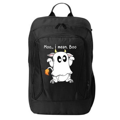 Moo I Mean Boo Ghost Cow Ghost Cow Halloween Farmer City Backpack