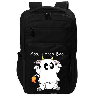 Moo I Mean Boo Ghost Cow Ghost Cow Halloween Farmer Impact Tech Backpack