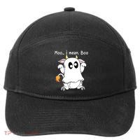 Moo I Mean Boo Ghost Cow Ghost Cow Halloween Farmer 7-Panel Snapback Hat