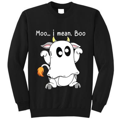 Moo I Mean Boo Ghost Cow Ghost Cow Halloween Farmer Tall Sweatshirt