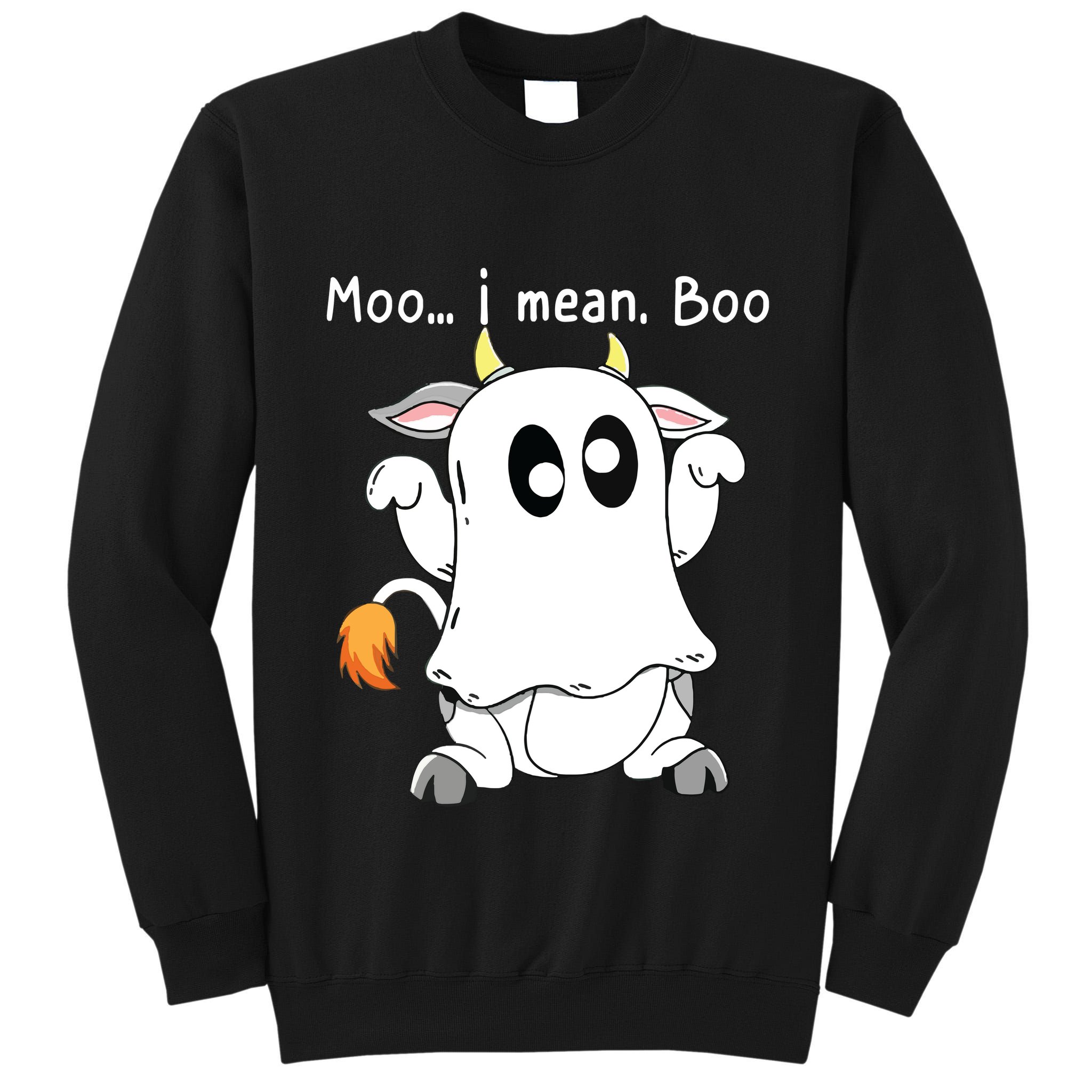 Moo I Mean Boo Ghost Cow Ghost Cow Halloween Farmer Tall Sweatshirt