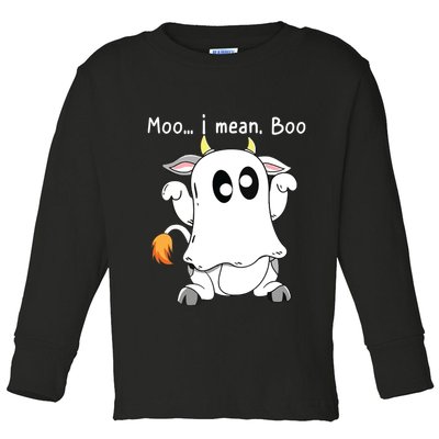 Moo I Mean Boo Ghost Cow Ghost Cow Halloween Farmer Toddler Long Sleeve Shirt