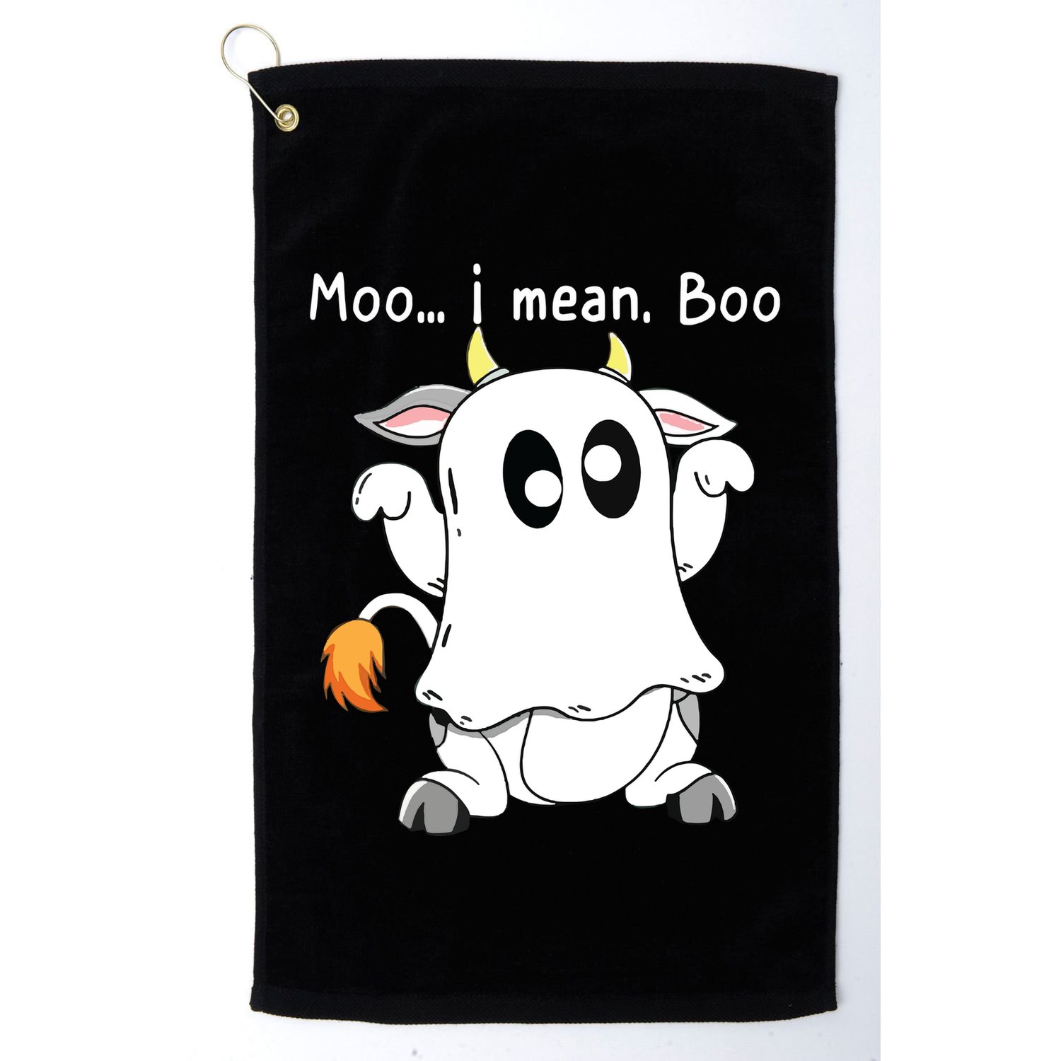 Moo I Mean Boo Ghost Cow Ghost Cow Halloween Farmer Golf Towel