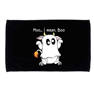 Moo I Mean Boo Ghost Cow Ghost Cow Halloween Farmer Microfiber Hand Towel