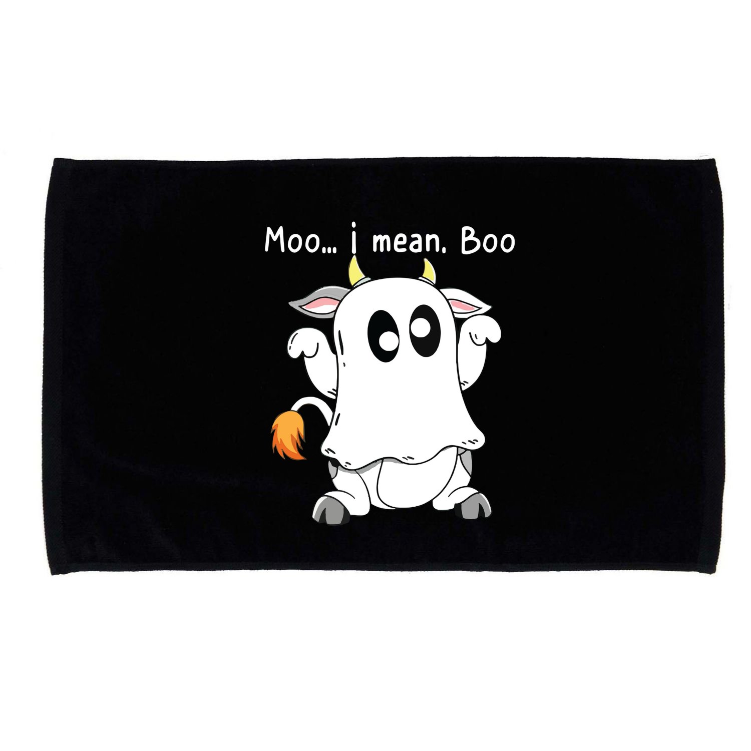 Moo I Mean Boo Ghost Cow Ghost Cow Halloween Farmer Microfiber Hand Towel