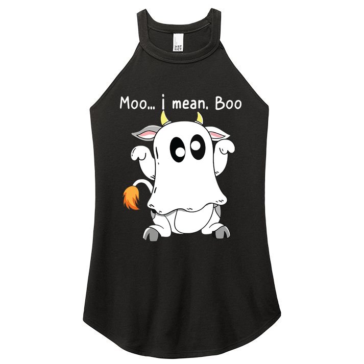 Moo I Mean Boo Ghost Cow Ghost Cow Halloween Farmer Women's Perfect Tri Rocker Tank