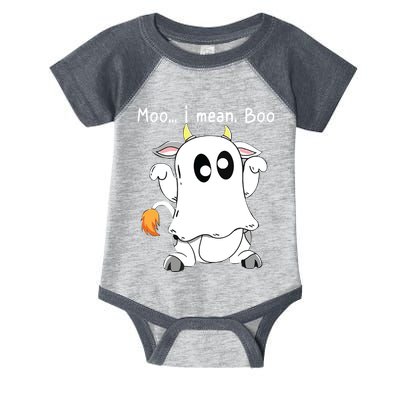 Moo I Mean Boo Ghost Cow Ghost Cow Halloween Farmer Infant Baby Jersey Bodysuit