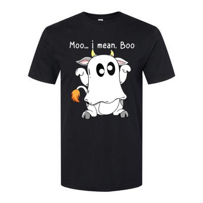 Moo I Mean Boo Ghost Cow Ghost Cow Halloween Farmer Softstyle® CVC T-Shirt