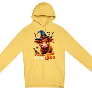 Moo I Mean Boo Cute Cow Bull Witch Hat Halloween Costume Gift Premium Pullover Hoodie