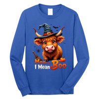 Moo I Mean Boo Cute Cow Bull Witch Hat Halloween Costume Gift Long Sleeve Shirt