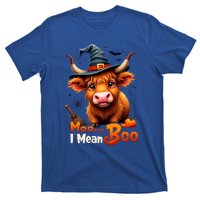 Moo I Mean Boo Cute Cow Bull Witch Hat Halloween Costume Gift T-Shirt