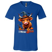 Moo I Mean Boo Cute Cow Bull Witch Hat Halloween Costume Gift V-Neck T-Shirt