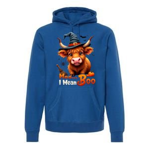 Moo I Mean Boo Cute Cow Bull Witch Hat Halloween Costume Gift Premium Hoodie