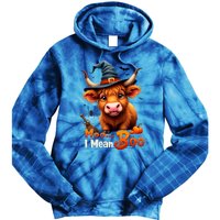 Moo I Mean Boo Cute Cow Bull Witch Hat Halloween Costume Gift Tie Dye Hoodie