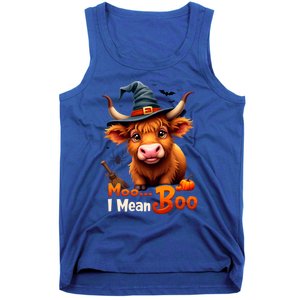 Moo I Mean Boo Cute Cow Bull Witch Hat Halloween Costume Gift Tank Top