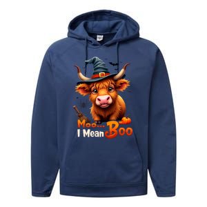 Moo I Mean Boo Cute Cow Bull Witch Hat Halloween Costume Gift Performance Fleece Hoodie