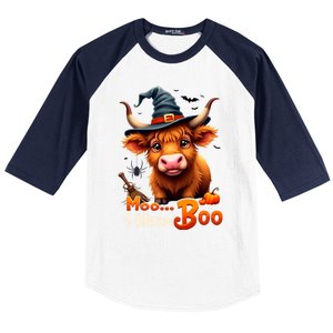 Moo I Mean Boo Cute Cow Bull Witch Hat Halloween Costume Gift Baseball Sleeve Shirt