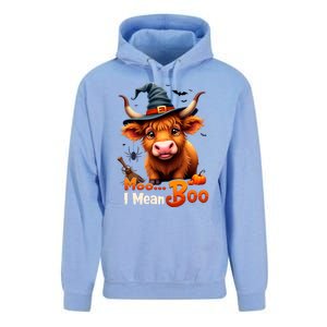 Moo I Mean Boo Cute Cow Bull Witch Hat Halloween Costume Gift Unisex Surf Hoodie