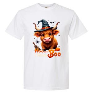 Moo I Mean Boo Cute Cow Bull Witch Hat Halloween Costume Gift Garment-Dyed Heavyweight T-Shirt