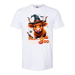 Moo I Mean Boo Cute Cow Bull Witch Hat Halloween Costume Gift Softstyle CVC T-Shirt