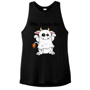 Moo I Mean Boo Ghost Cow Ghost Cow Halloween Great Gift Ladies PosiCharge Tri-Blend Wicking Tank