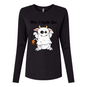 Moo I Mean Boo Ghost Cow Ghost Cow Halloween Great Gift Womens Cotton Relaxed Long Sleeve T-Shirt