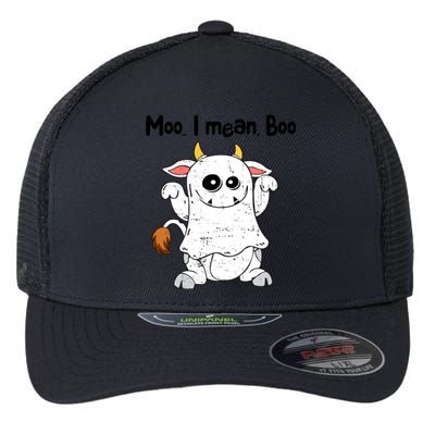 Moo I Mean Boo Ghost Cow Ghost Cow Halloween Great Gift Flexfit Unipanel Trucker Cap