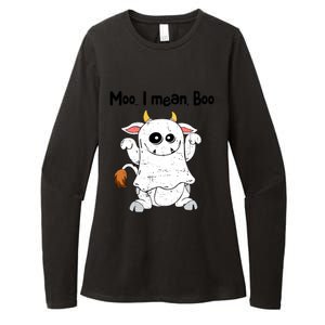 Moo I Mean Boo Ghost Cow Ghost Cow Halloween Great Gift Womens CVC Long Sleeve Shirt