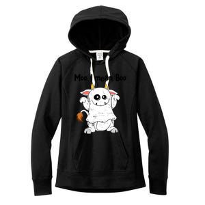 Moo I Mean Boo Ghost Cow Ghost Cow Halloween Great Gift Women's Fleece Hoodie