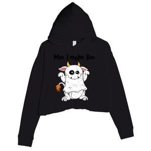 Moo I Mean Boo Ghost Cow Ghost Cow Halloween Great Gift Crop Fleece Hoodie