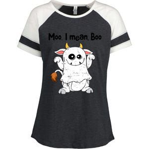 Moo I Mean Boo Ghost Cow Ghost Cow Halloween Great Gift Enza Ladies Jersey Colorblock Tee