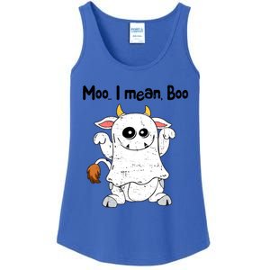 Moo I Mean Boo Ghost Cow Ghost Cow Halloween Great Gift Ladies Essential Tank