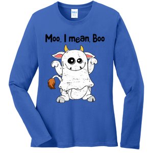 Moo I Mean Boo Ghost Cow Ghost Cow Halloween Great Gift Ladies Long Sleeve Shirt